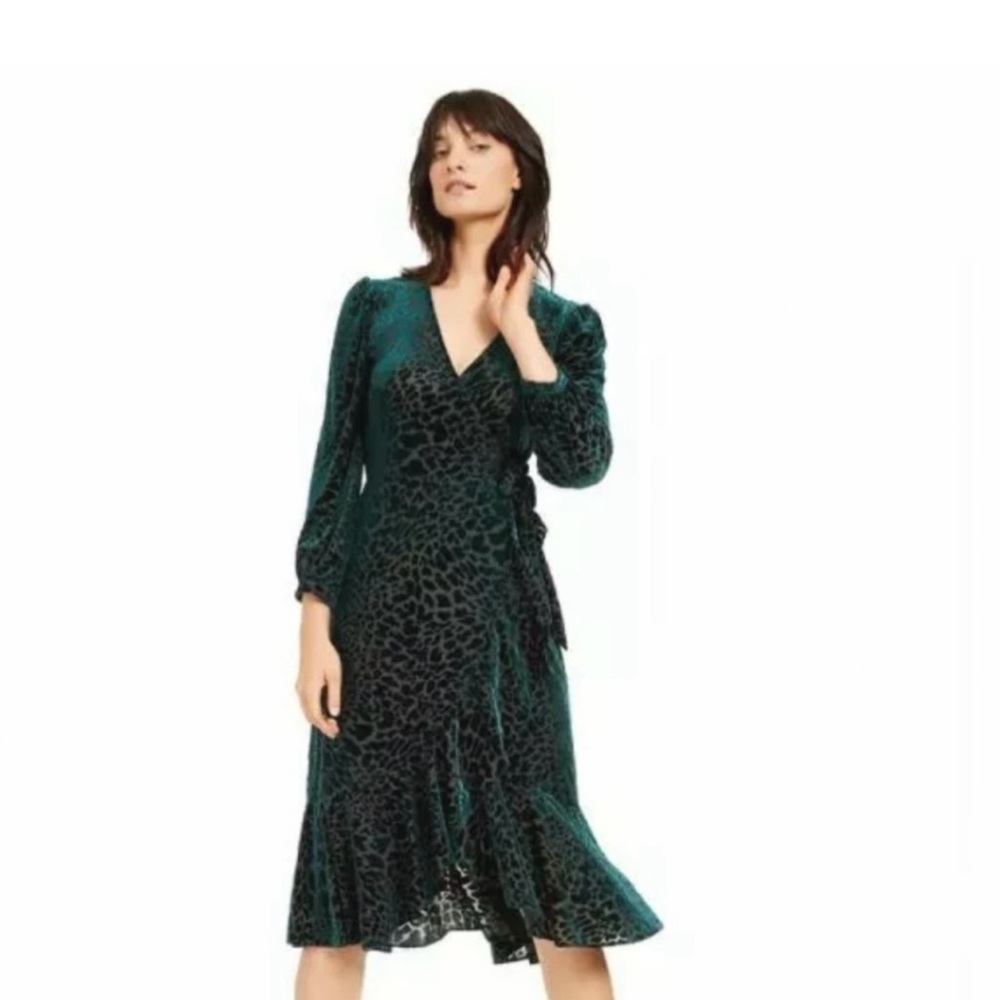Calvin Klein Teal Animal Print Midi Dress